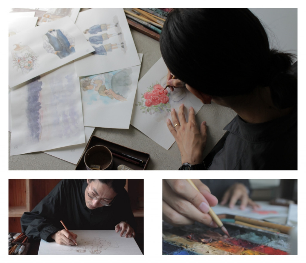 イラスト作家フジエ氏による繊細な水彩画