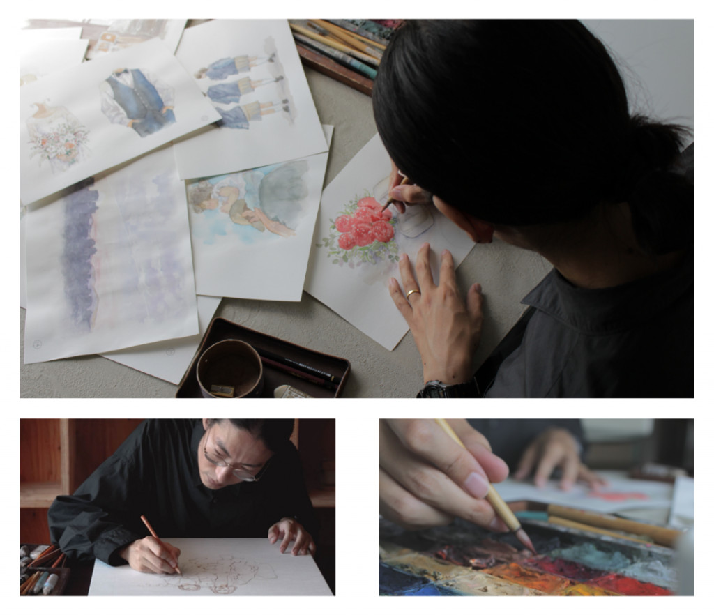 イラスト作家フジエ氏による繊細な水彩画