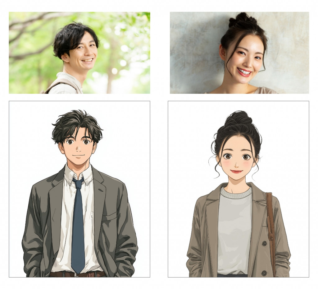 おふたりをアニメキャラ化